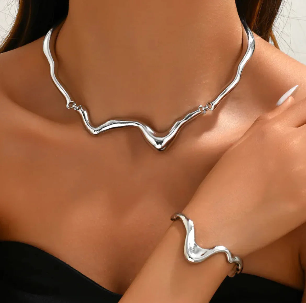 Twisted Metal Necklace & Bracelet Set